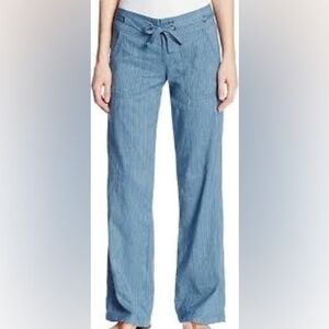 Prana Breathe Blue Gray Wide Leg Hemp Blend Pants Large L